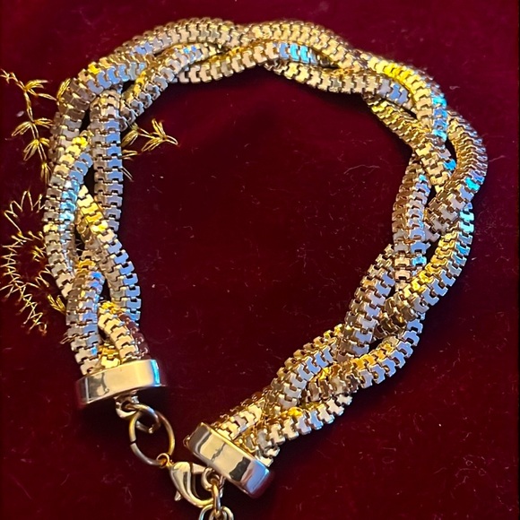 Gold Braided Fluid Bracelet with Tassels - Picture 2 of 7